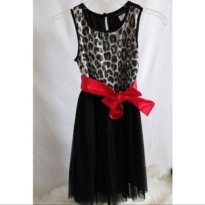 Dress cheetah print dress with red bow